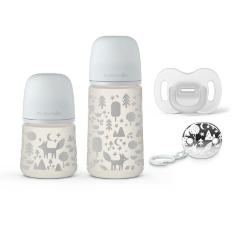 SET 2 BIBERONES+BROCHE+CHUPETE FIS 0/6 FOX I3