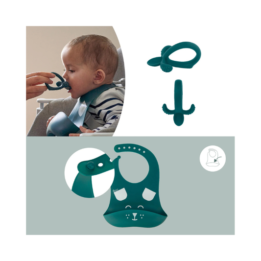 Kit FIRST'ISY Perro, plato + cuchara + babero