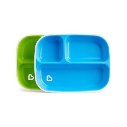 Pack x 2 piezas Platos Splash Grandes con Divisorias Verde/Azul
