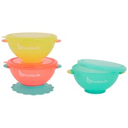 Set de 3 Bols FUNCOLORS - con tapa y pie antideslizante