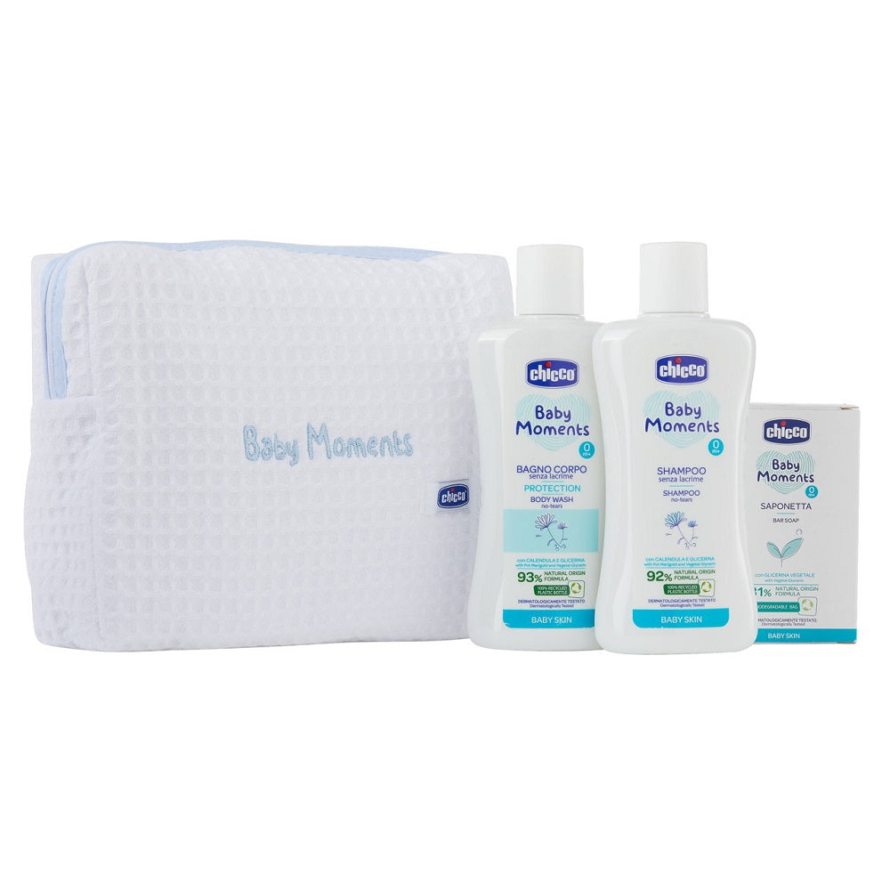 SET DE BAÑO C/ ESTUCHE AZUL BABY MOMENTS 10616-00