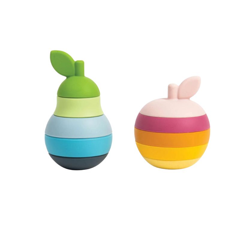 Apilamiento de manzanas y peras