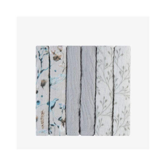 Set de toallitas de muselina 6 pcs 30x30 cm Dreamy Fields Grey