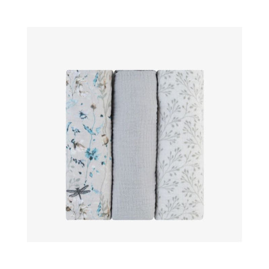 Set de muselinas para envolver 3 pcs 100x100 cm Dreamy Fields Grey