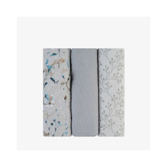 Set de muselinas para envolver 3 pcs 75x75 cm Dreamy Fields Grey