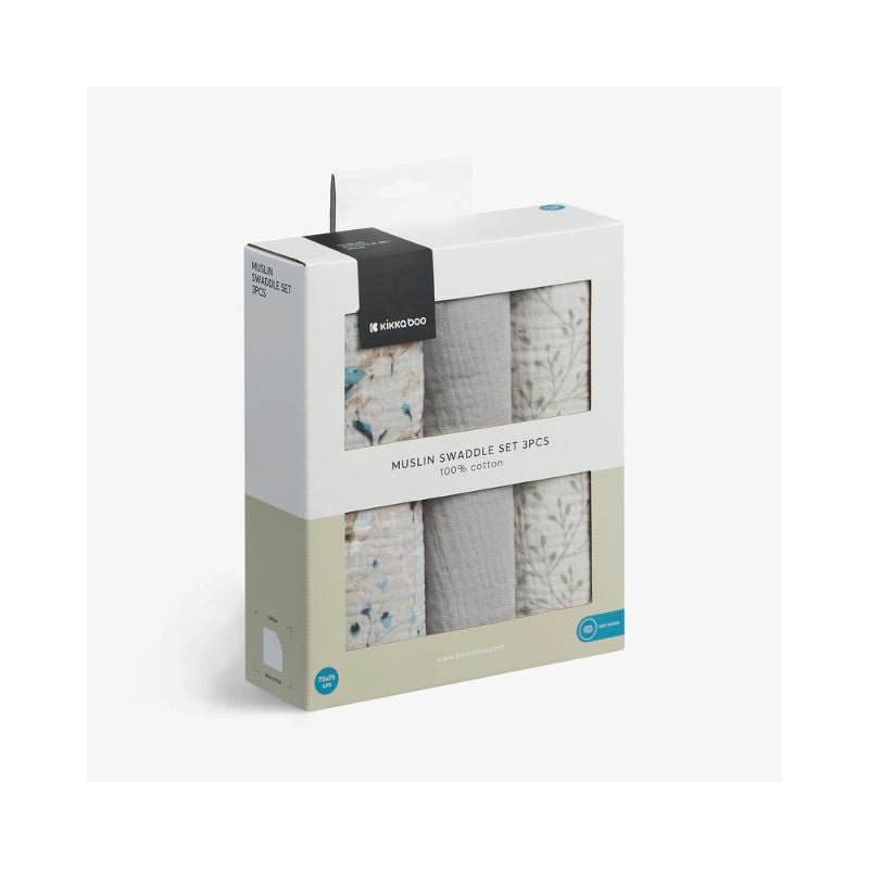 Set de muselinas para envolver 3 pcs 75x75 cm Dreamy Fields Grey