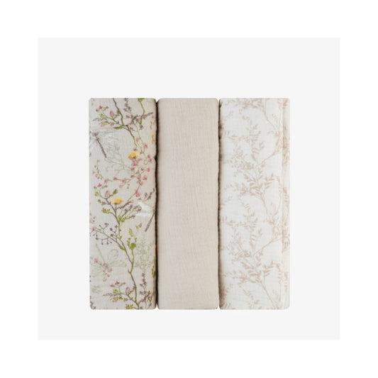 Set de muselinas para envolver 3 pcs 100x100 cm Secret Garden Beige