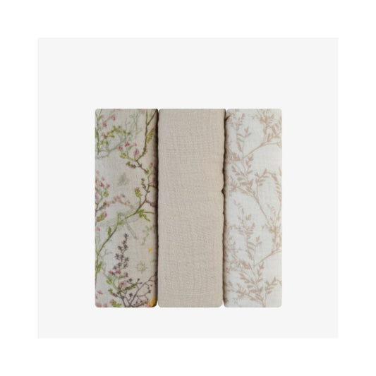 Set de muselinas para envolver 3 pcs 75x75 cm Secret Garden Beige