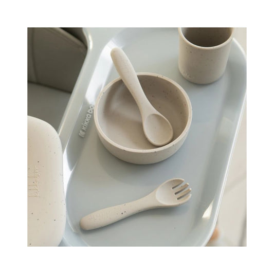 Juego de tenedor y cuchara Platinum Silicone Sand