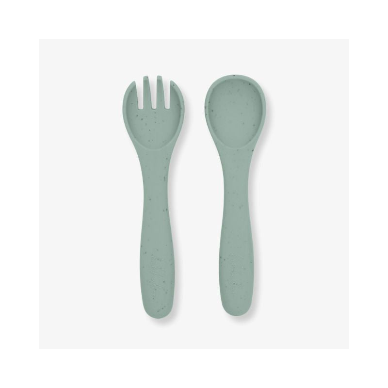 Juego de tenedor y cuchara Platinum Silicone Sage