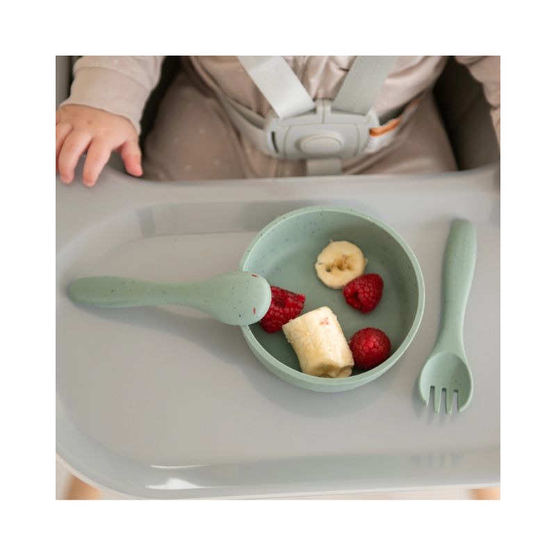 Juego de tenedor y cuchara Platinum Silicone Sage