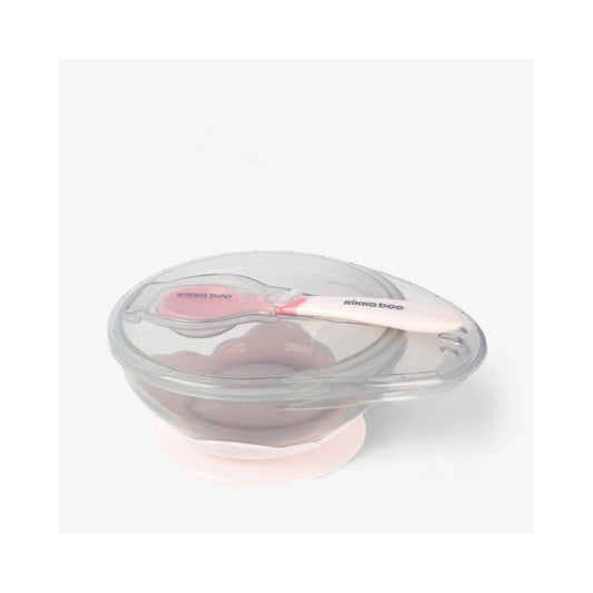 Bowl con Base de Succión y Cuchara Rosa