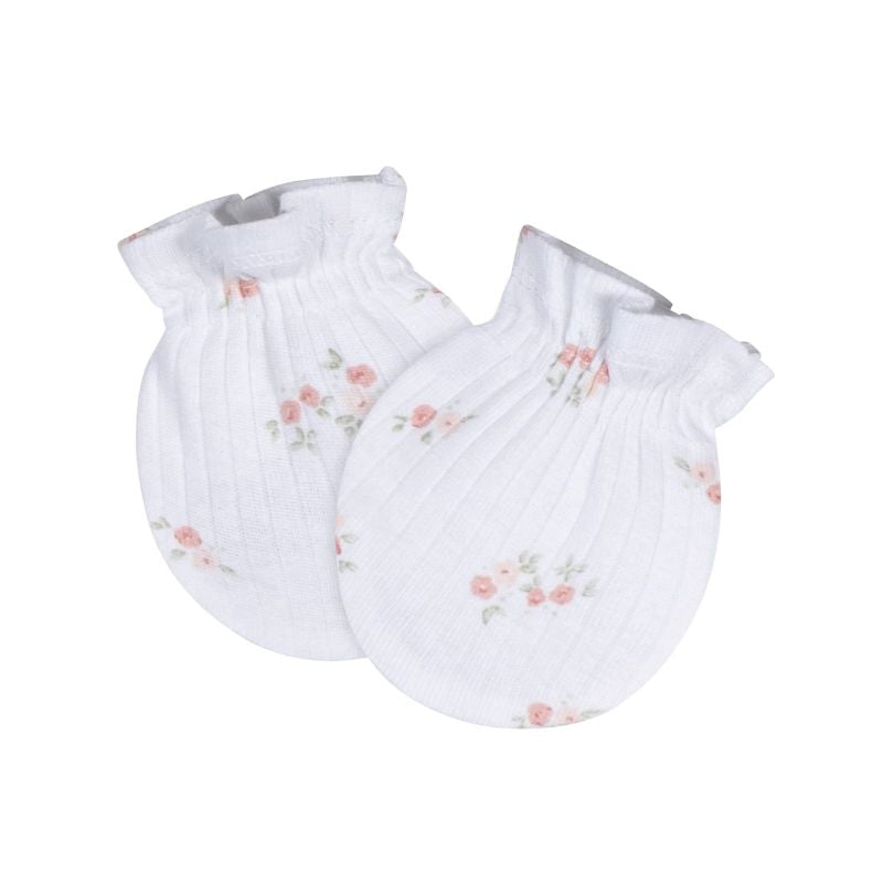 Set de Gorros y manoplas - rosas 0-6m