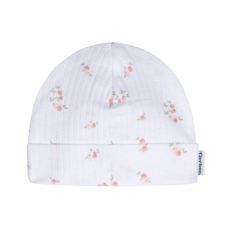 Set de Gorros y manoplas - rosas 0-6m