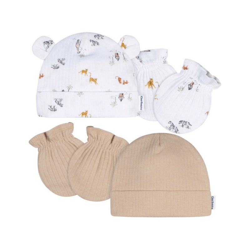 Set de Gorros y manoplas - tigres 0-6m
