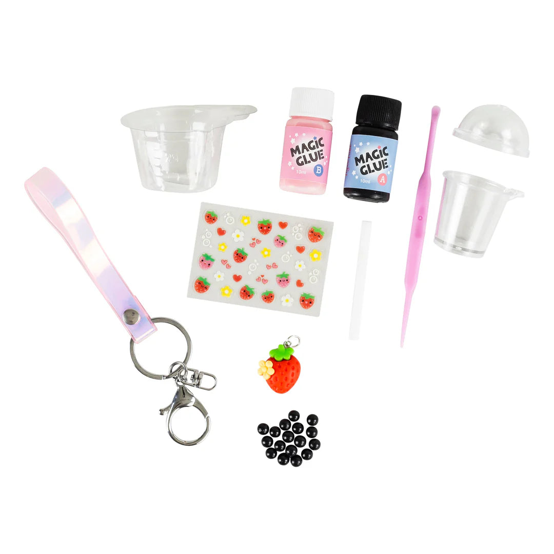 Kit de Charms para Mochila – Bubble Tea de Frutilla