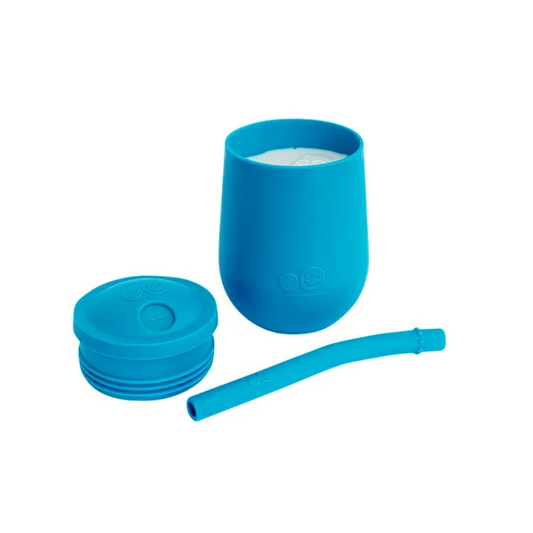 Vaso de silicona con tapa y pajita - azul