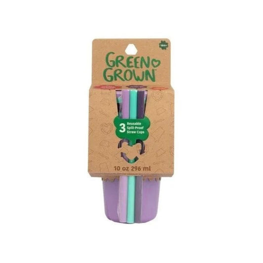 GREENGROWN x3 vasos con pajita de 10oz - PÚRPURA