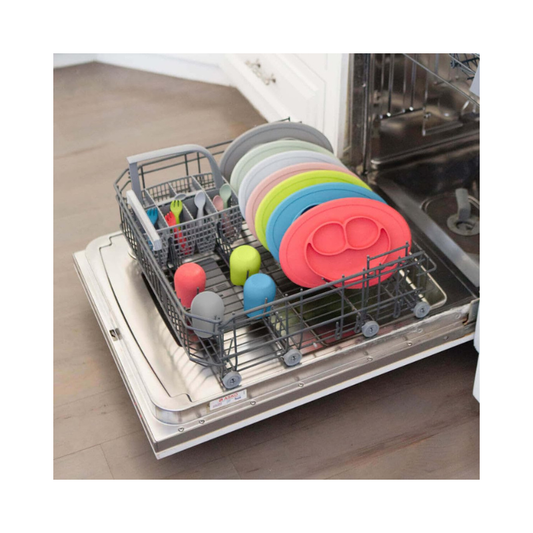 set de plato y cubiertos de silicona - verde