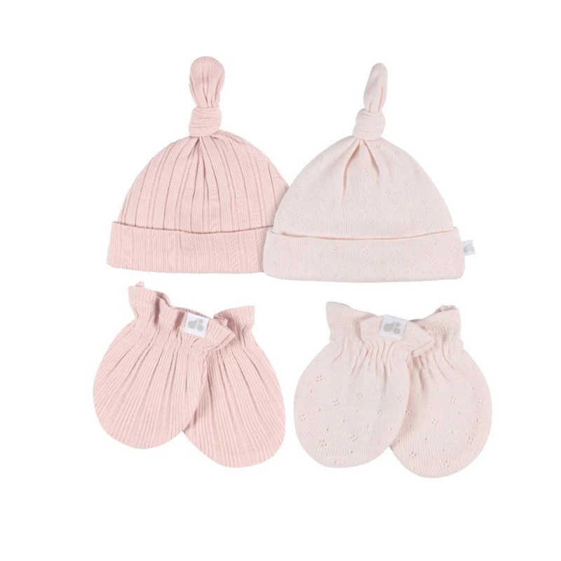 JUST BORN 4PC GORRAS Y MITONES - NIÑA