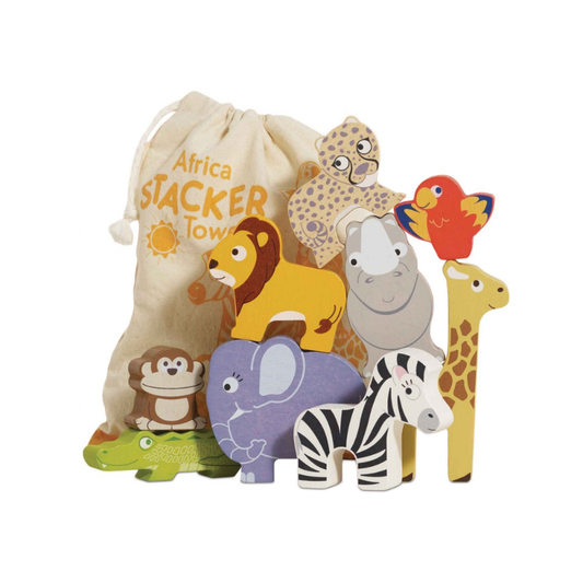 Torre de equilibrio. Animales de áfrica (le toy van)