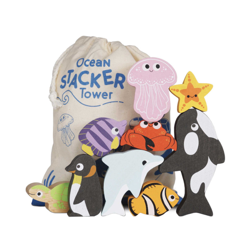 torre de equilibrio. Animales del océano (le toy van)