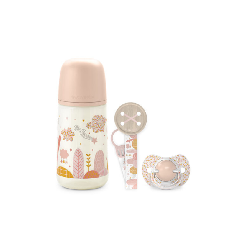 SET BIBERÓN 270+BROCHE+CHUPETE FIS 0/6 DREAMS P