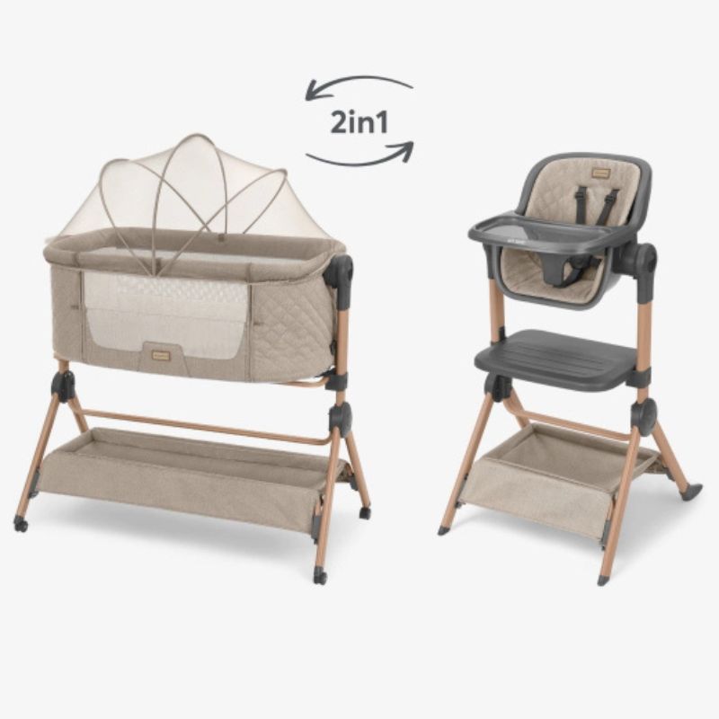 2in1 cuna colecho + silla de comer - Sleat Me Beige