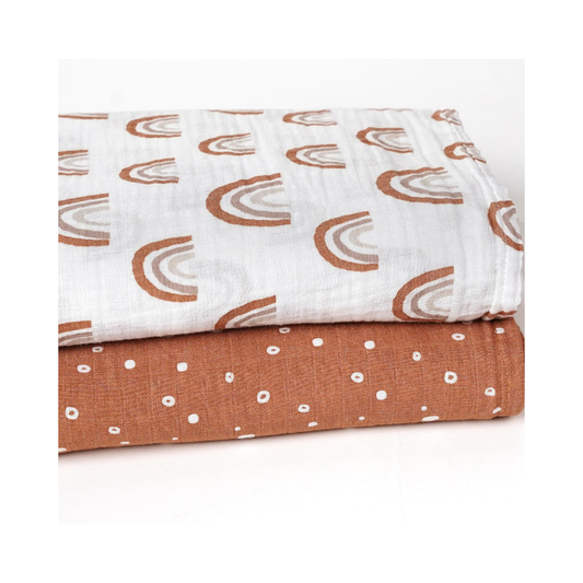 Mantas de muselina para bebé 2pc - Boho rainbow