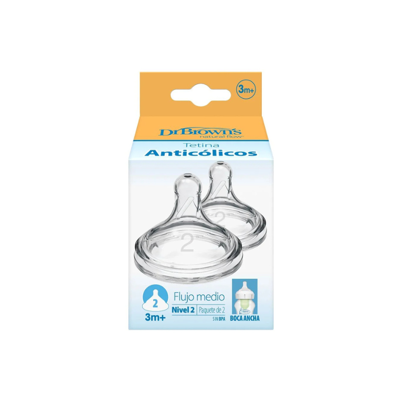 Tetina Dr. B medium x2 3m+ boca ancha