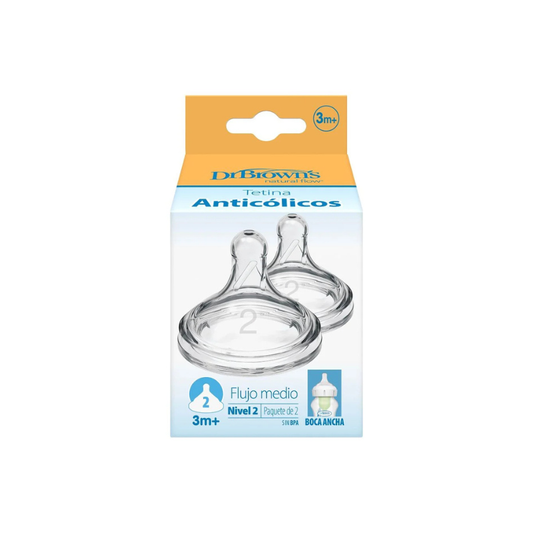 Tetina Dr. B medium x2 3m+ boca ancha