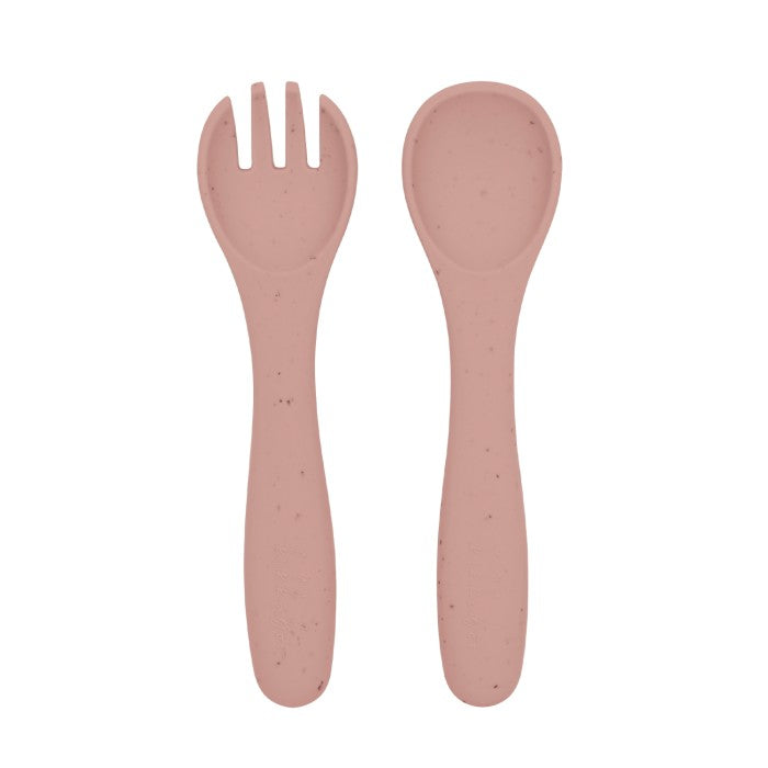 Juego de tenedor y cuchara Platinum Silicon Blush