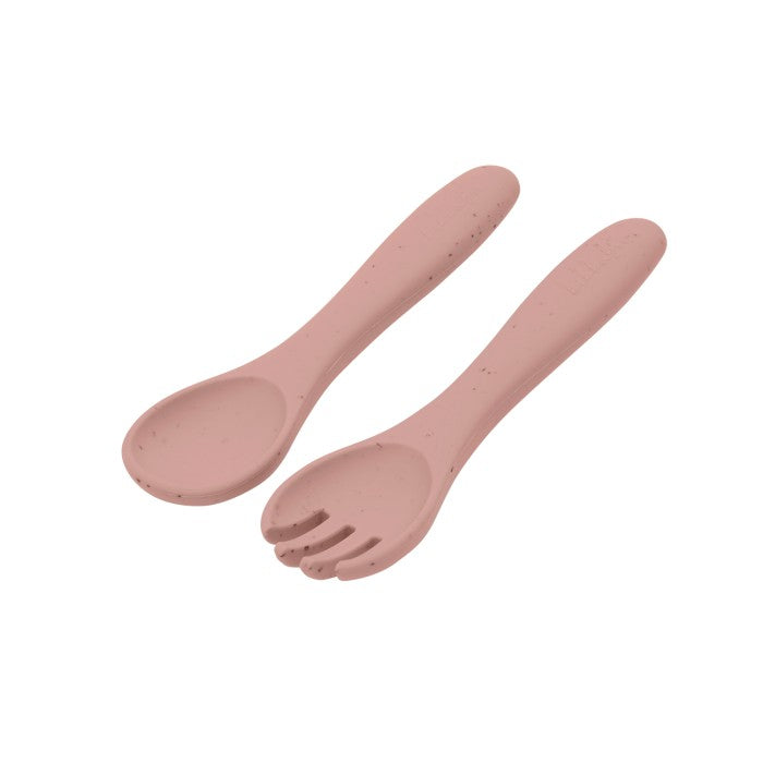 Juego de tenedor y cuchara Platinum Silicon Blush